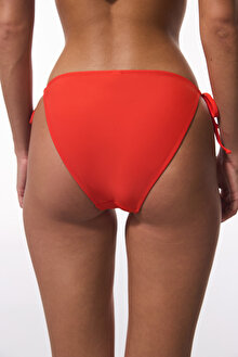 Mercan Rengi Bağlamalı Düşük Bel Bikini Altı_1