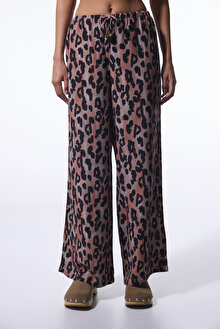 Clove Leopar Desenli Bağlama Detaylı Pantolon_1