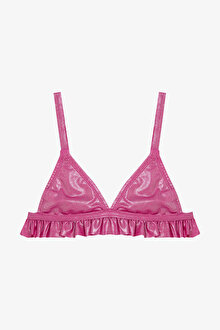 Pembe Kız Çocuk Shiny Üçgen Bikini Takımı_1