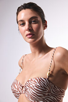 Gale Zebra Desenli Balenli Balconette Bikini Üstü