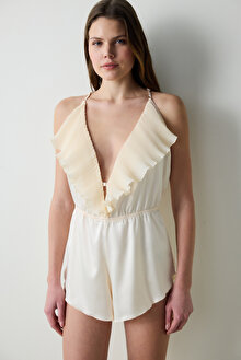 Saten Volan Rose Teddy Krem Bodysuit_1