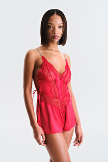 Candy Teddy Kırmızı Bodysuit - Privee Koleksiyonu