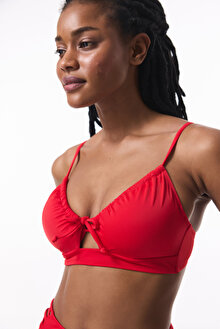 Kırmızı Front Opening Balenli Bikini Üstü