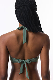 Yeşil New Balenli Üçgen Twist Bikini Üstü_1