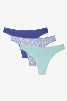 Cherry Bloom Çiçekli Düşük Bel 3'lü  Tanga Külot PLEG8KQ825SK-MIX - Çok Renkli - Penti