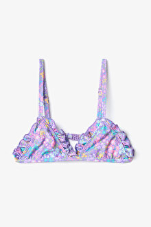 Kız Çocuk Pretty Flowers Çiçekli Fırfırlı Üçgen Bikini Takımı_1