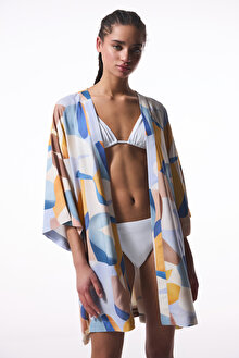 Misty Etnik Desen V Yaka Oversize Kimono