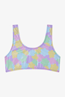 Kız Çocuk Shiny Flower Fırfırlı Halter Yaka Bikini Takımı_1