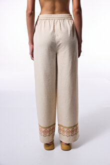 Bej Boho Keten Pantolon_1