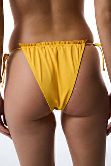 Sarı Super Frill Bağlamalı Düşük Bel Bikini Altı_1