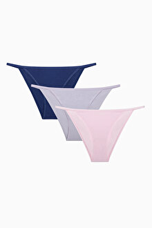 Strappy Pamuklu 3lü Çok Renkli Slip Külot