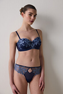 Lotus Broderie Lacivert Sütyen_1