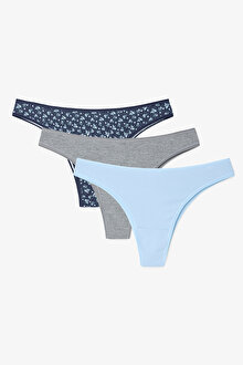 Çiçekli Night Dreams Düşük Bel 3'lü  Brazilian Külot PLJ1VXYJ25SK-MIX - Çok Renkli - Penti