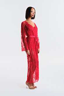 Pirra Lace Kırmızı Sabahlık - Privee Koleksiyonu_1