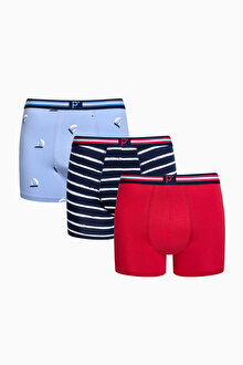 Erkek Blue Sailor 3lü Çok Renkli Boxer