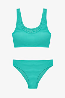 Turkuaz Genç Kız Holly Halter Yaka Bikini Takımı