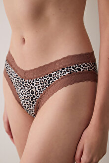 Bej Leopar Desenli Düşük Bel Pamuklu Slip Külot PLMO1N6225SK-BG69 - Penti