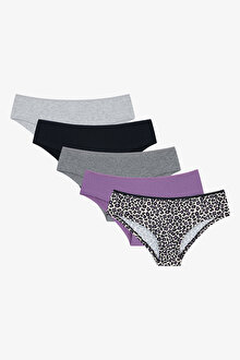 Leopard 5li Çok Renkli Hipster Külot