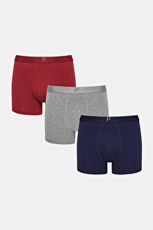 Burgundy 3lü Çok Renkli Boxer