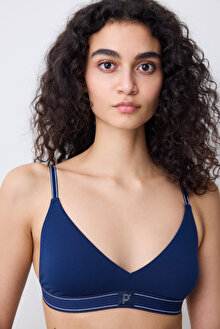 Removable Padded Soft Triangle Lacivert Sütyen_1