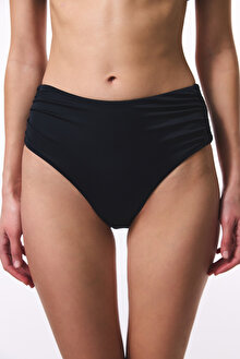 Siyah High Shirred Bikini Altı