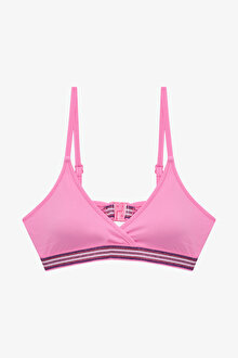 Açık Pembe Genç Kız Shay İnce Bant Detaylı Üçgen Bikini Takımı_1