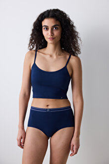 Removable Padded Crop Lacivert Atlet