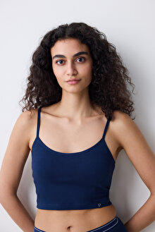 Removable Padded Crop Lacivert Atlet_1
