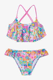 Kız Çocuk Holiday Mode Fırfırlı Bandeau Bikini Takımı