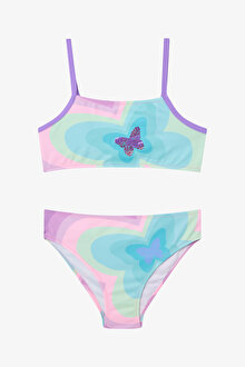Kız Çocuk Rainbow Butterfly Halter Yaka Bikini Takımı