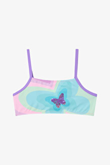 Kız Çocuk Rainbow Butterfly Halter Yaka Bikini Takımı_1