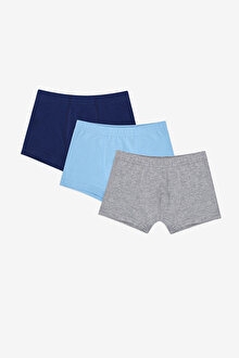 Erkek Çocuk Blue Solid 3lü Çok Renkli Boxer_0