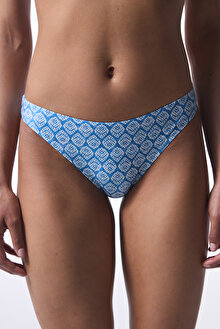 Mavi Geometrik Desenli Bikini Altı