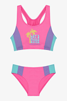 Lila Genç Kız Paradise Halter Yaka Bikini Takımı