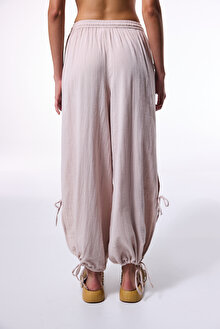 Taş Rengi Kio Müslin Oversize Uzun Pantolon_1