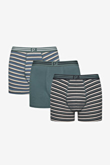 Erkek Navy Stripe 3lü Çok Renkli Boxer