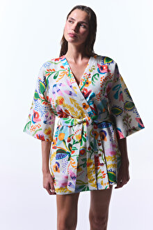 Çiçek Desenli Ila Kimono