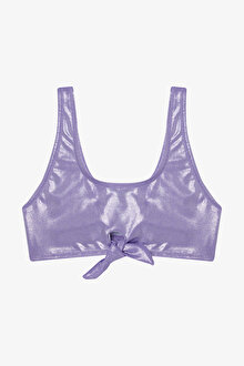 Lila Kız Çocuk Shiny Halter Yaka Bikini Takımı_1