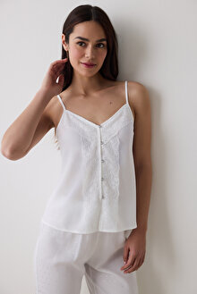 Bridal Delicate Saten Kırık Beyaz Atlet