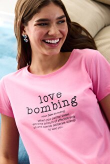 Love Bombing Pembe Pantolon Pijama Takımı