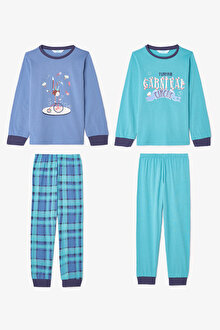 Erkek Çocuk Juggler Slogan Baskılı Uzun Kollu 2'li Pijama Takımı PN1505VS25SK-MIX - Çok Renkli - Penti