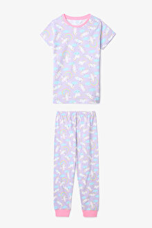 Kız Çocuk Playful Lila Unicorn Pijama Takımı