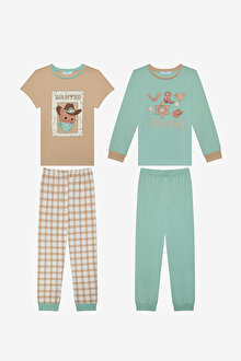 Erkek Çocuk Cowboy Cat 2li Çok Renkli Pijama Takımı