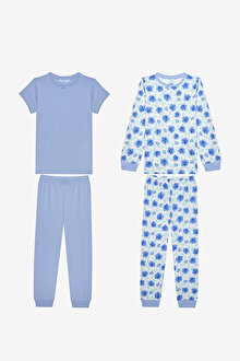 Kız Çocuk Blue Roses 2li Çok Renkli Pijama Takımı