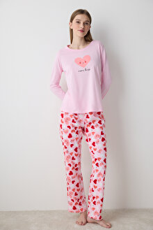 Cute Hearts Pantolon Açık Pembe Pijama Takımı - Penti Loves Paris Koleksiyonu