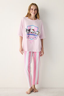 Sanrio Striped Çok Renkli Pantolon Pijama Takımı