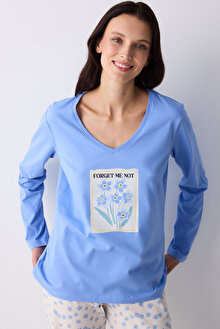 Forget Me Not Mavi Pantolon Pijama Takımı