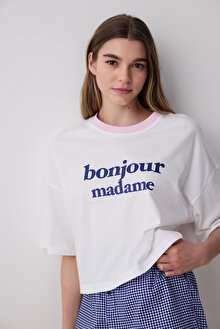Bonjour Tişört Pijama Üstü PN5CSRDX25IY-B32 - Beyaz - Penti