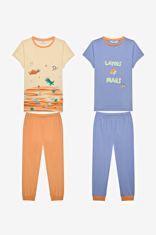 Erkek Çocuk Mars 2li Çok Renkli Pijama Takımı