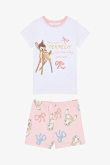 Kız Çocuk Bambi Optik Beyaz Pijama Takımı